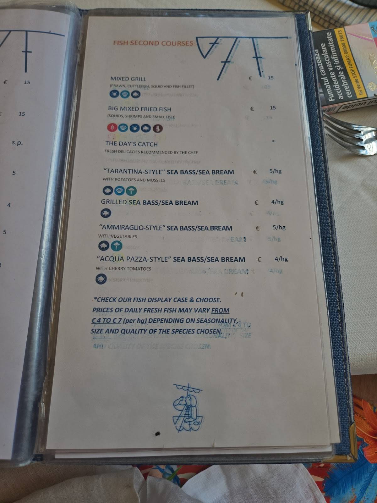 Dal Pescatore меню