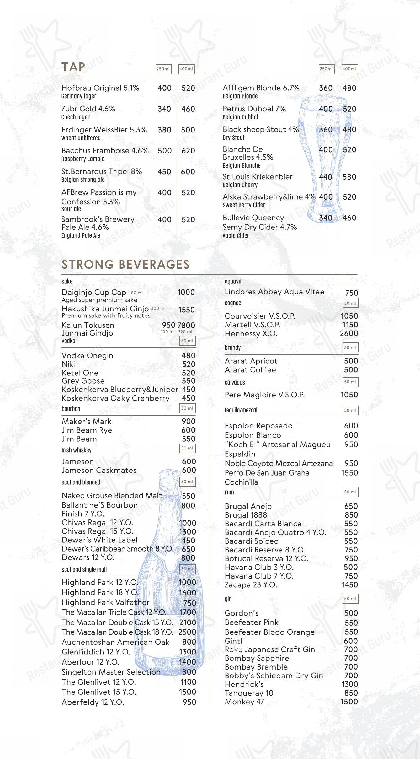 Mollusca в Москве - Меню напитков