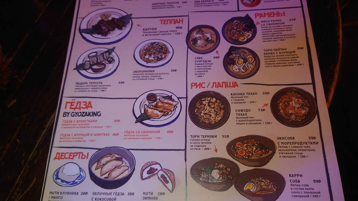 Тебураси меню