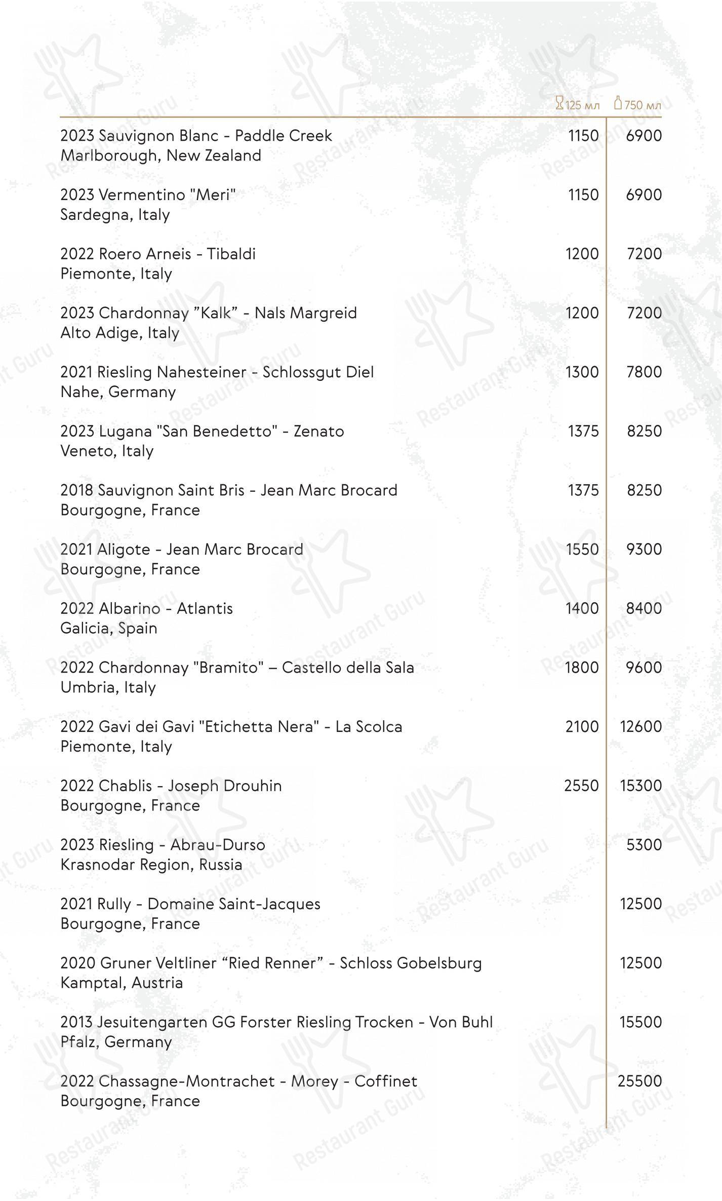 Меню ресторана Mollusca в Москве