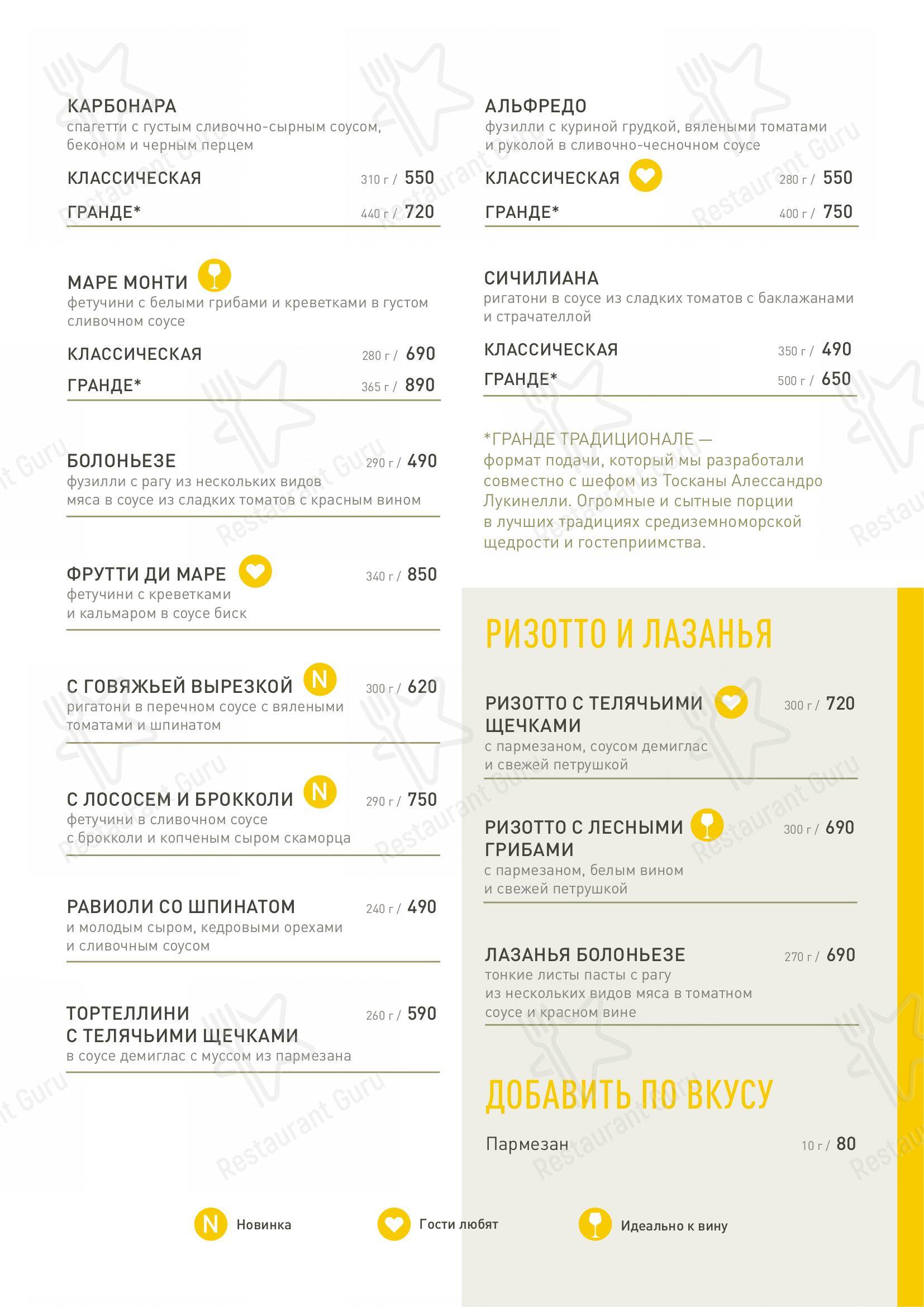 Меню для посетителей ресторана Bona