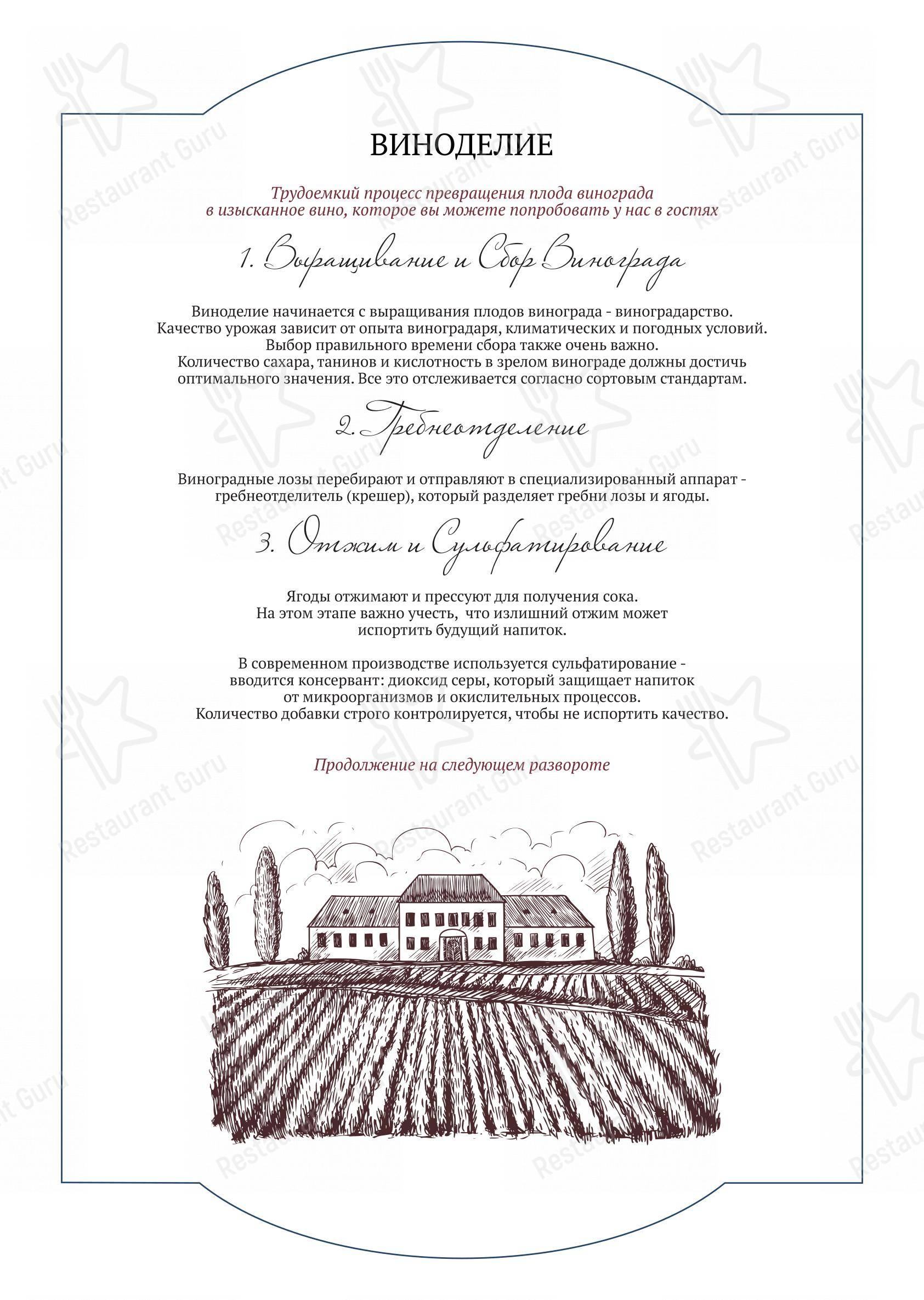 Меню Sapori d’Italia - еда и напитки