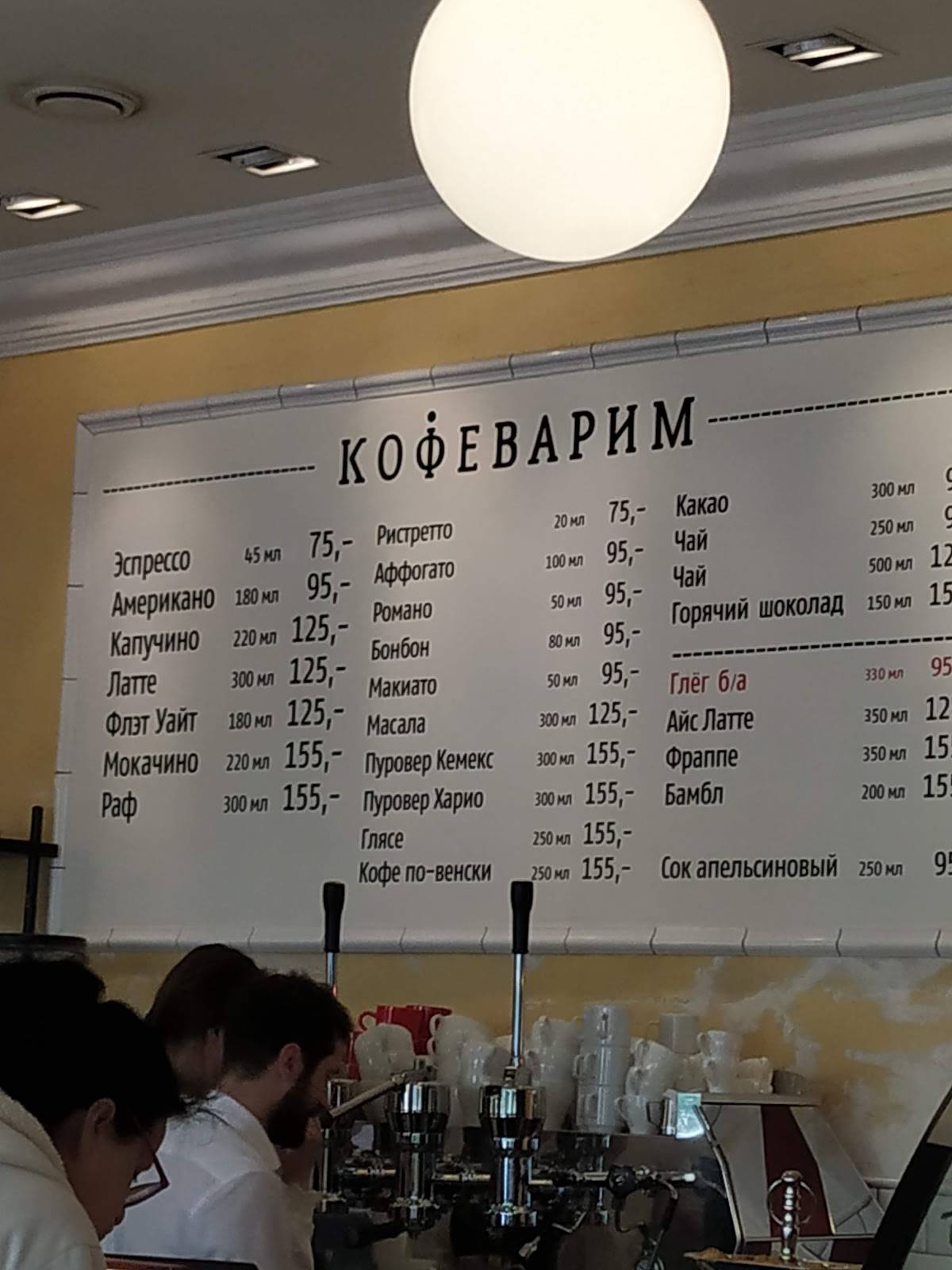 Кофеварим меню