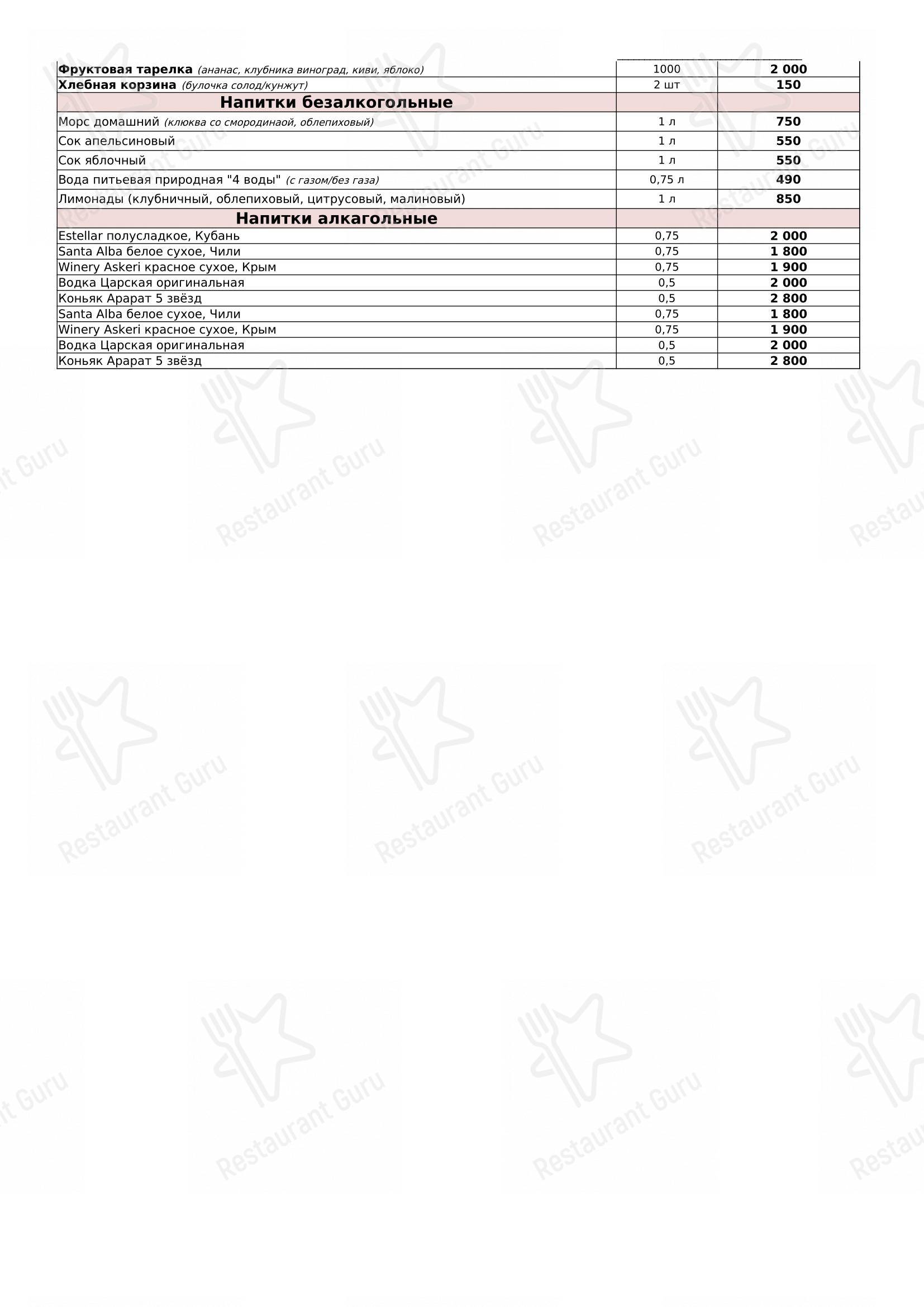 Leroy в Одинцово - Основное меню