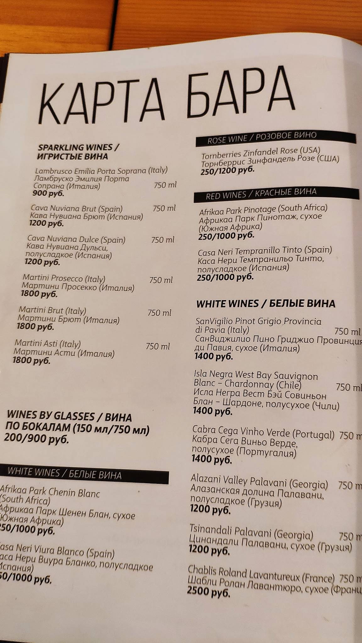 Таверна Парнас меню