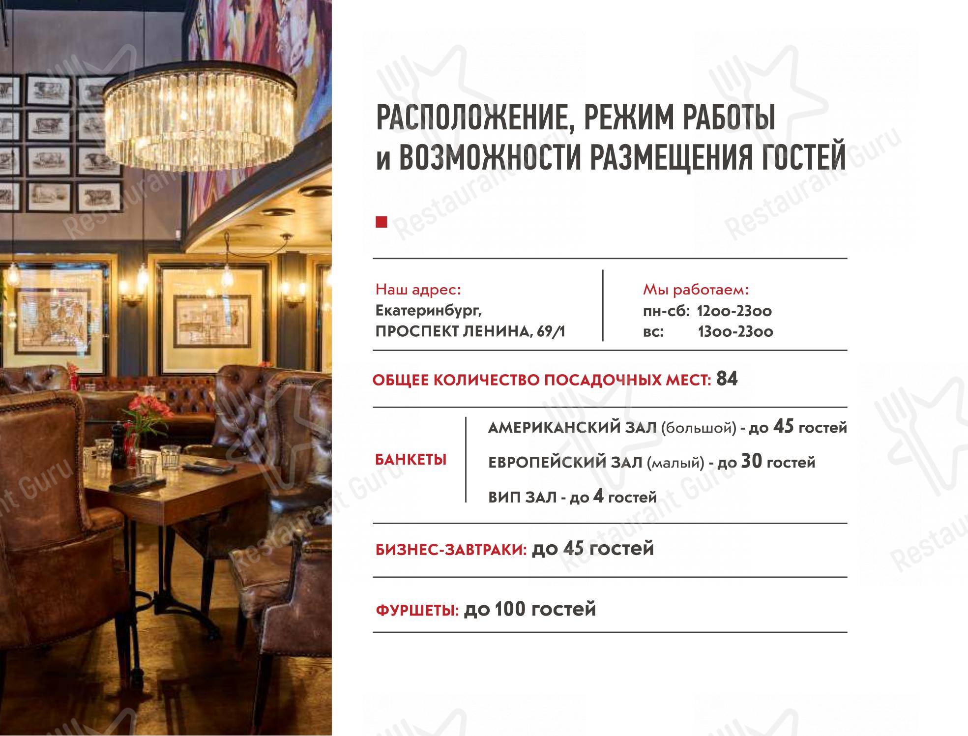 Меню ресторана Стейк-хаус