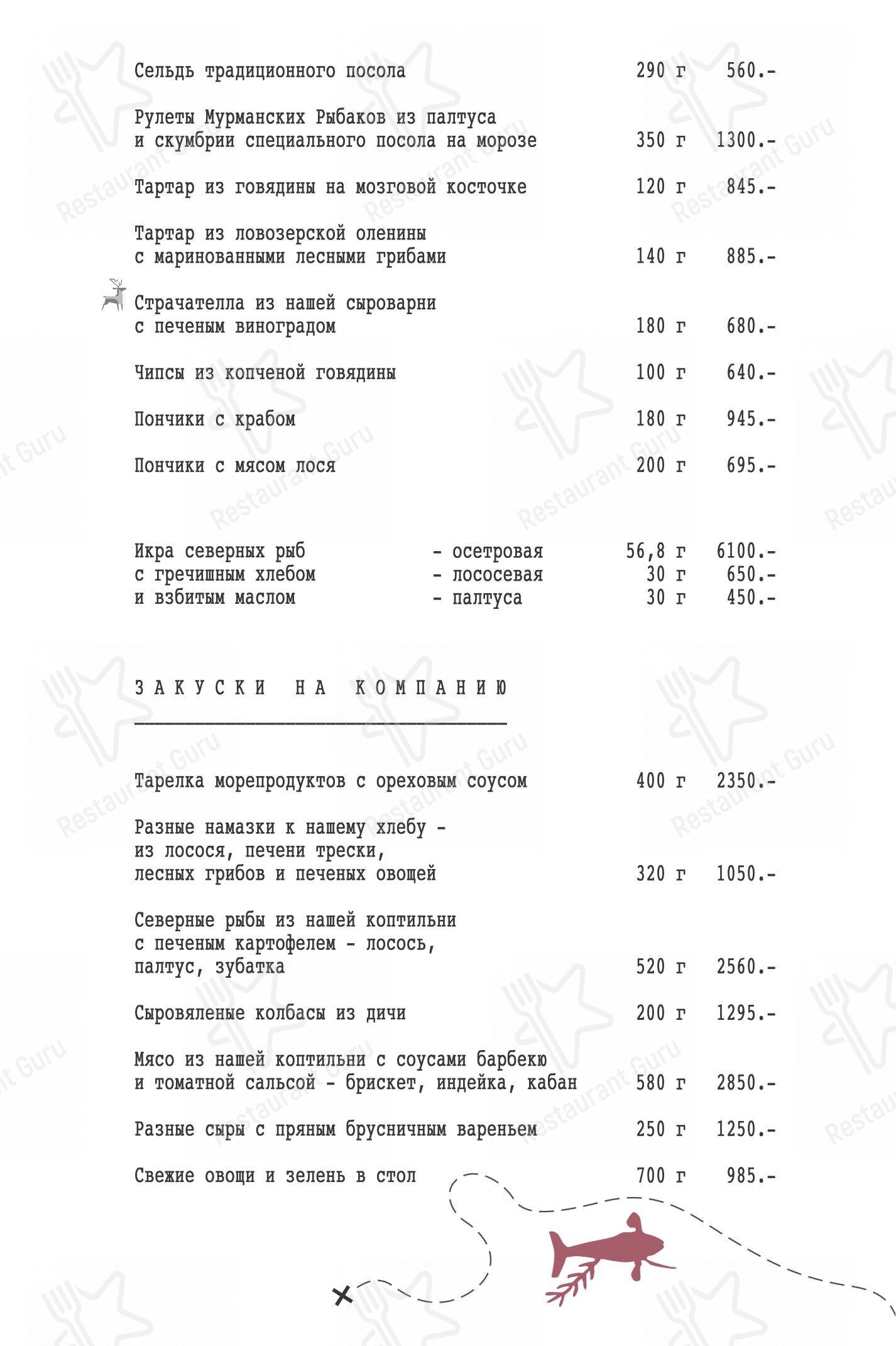 Sampo в Мурманске - Меню