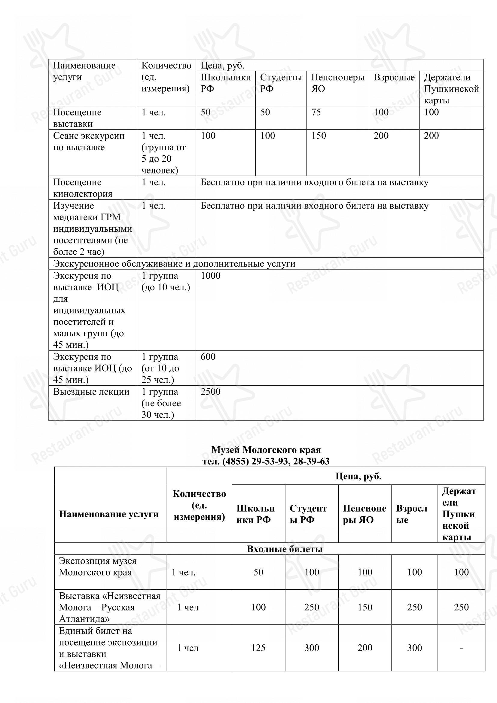 Меню напитков кафе 12 Стульев в Рыбинске