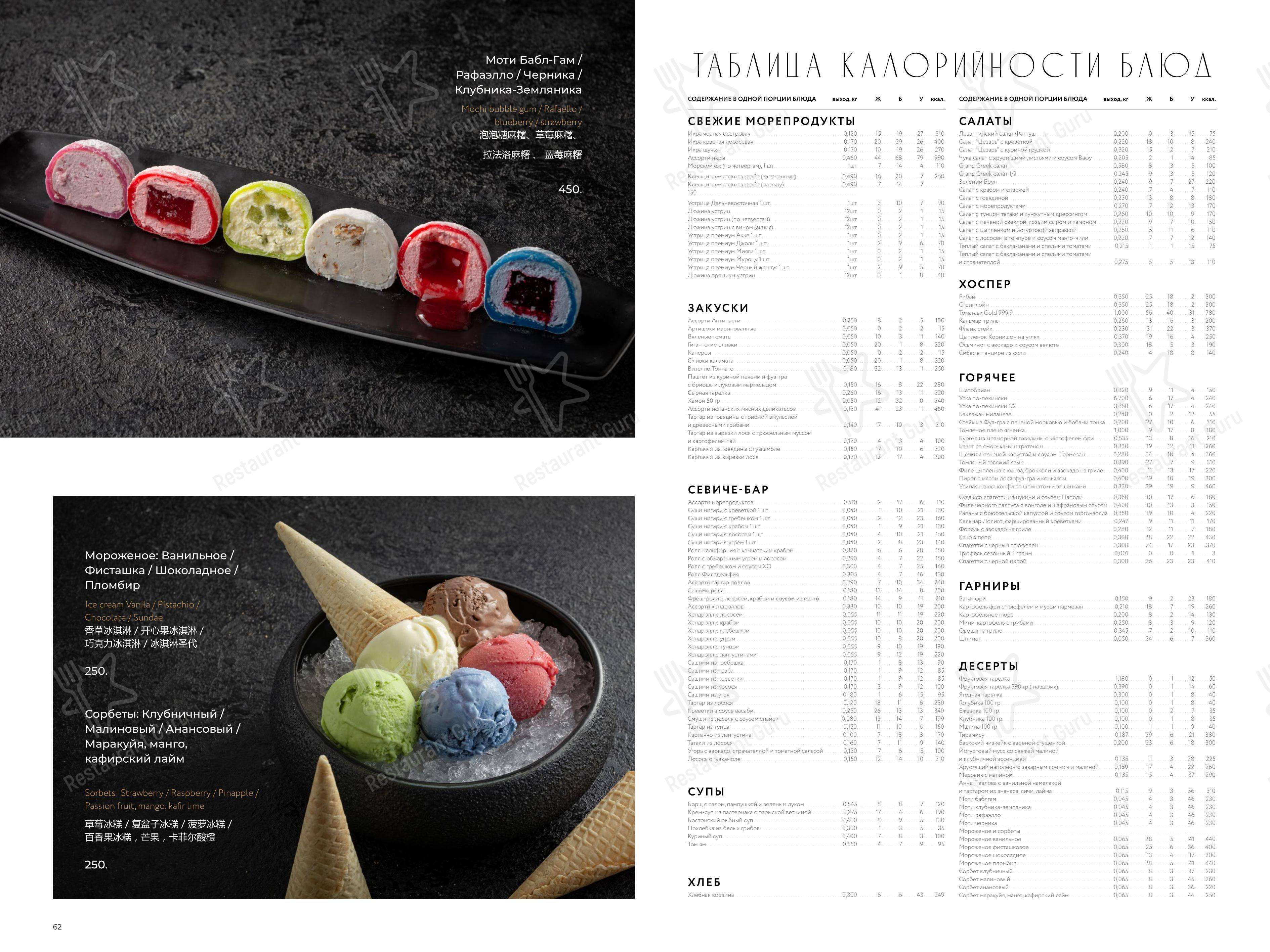 Этаж 41 в Санкт-Петербурге - Меню