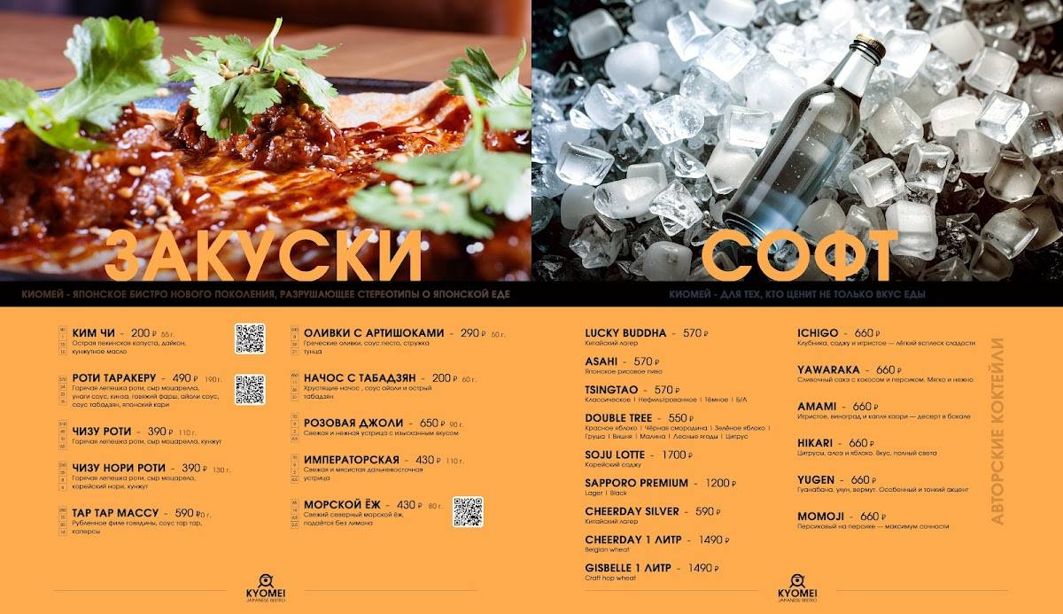 Киомей меню