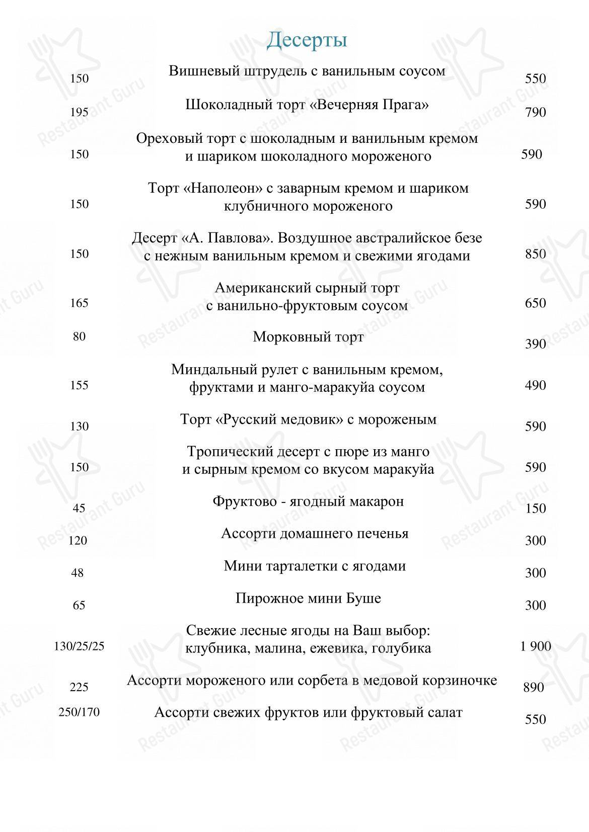 Коктейльная карта ресторана Романов в Москве