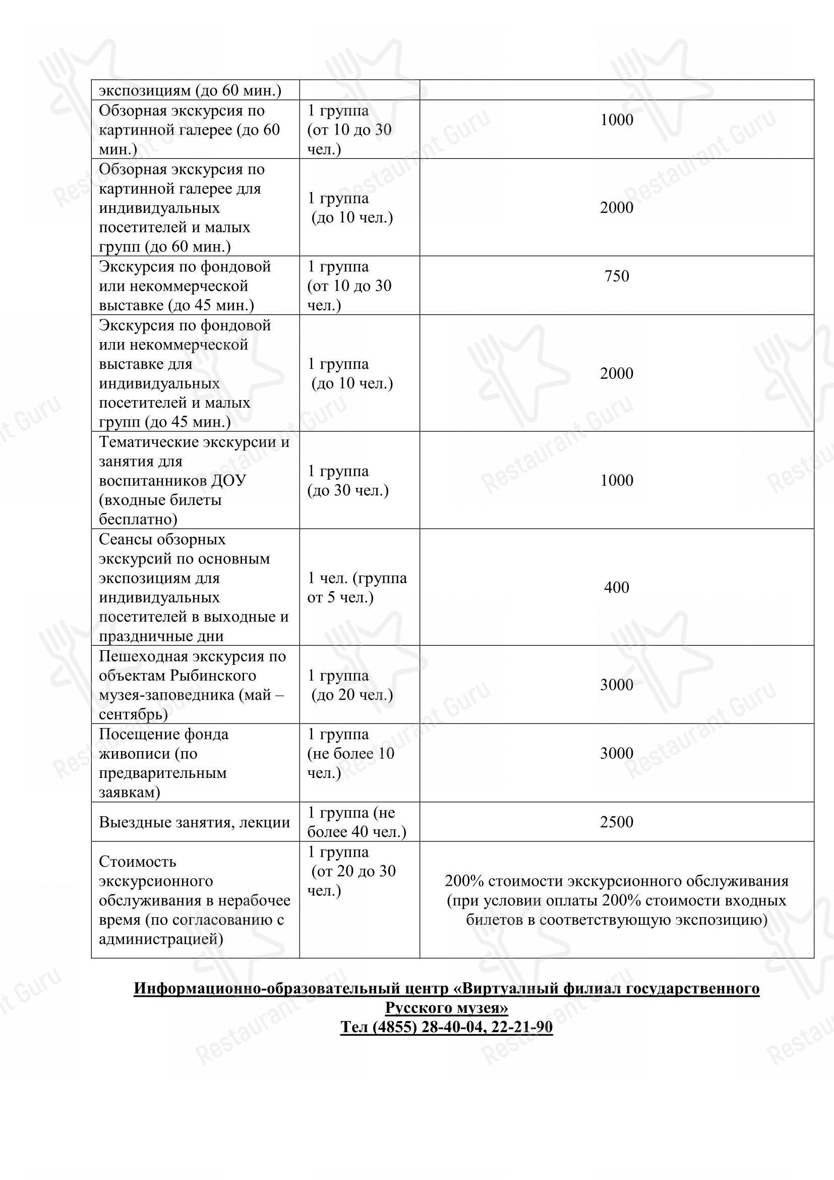 Меню напитков кафе 12 Стульев в Рыбинске