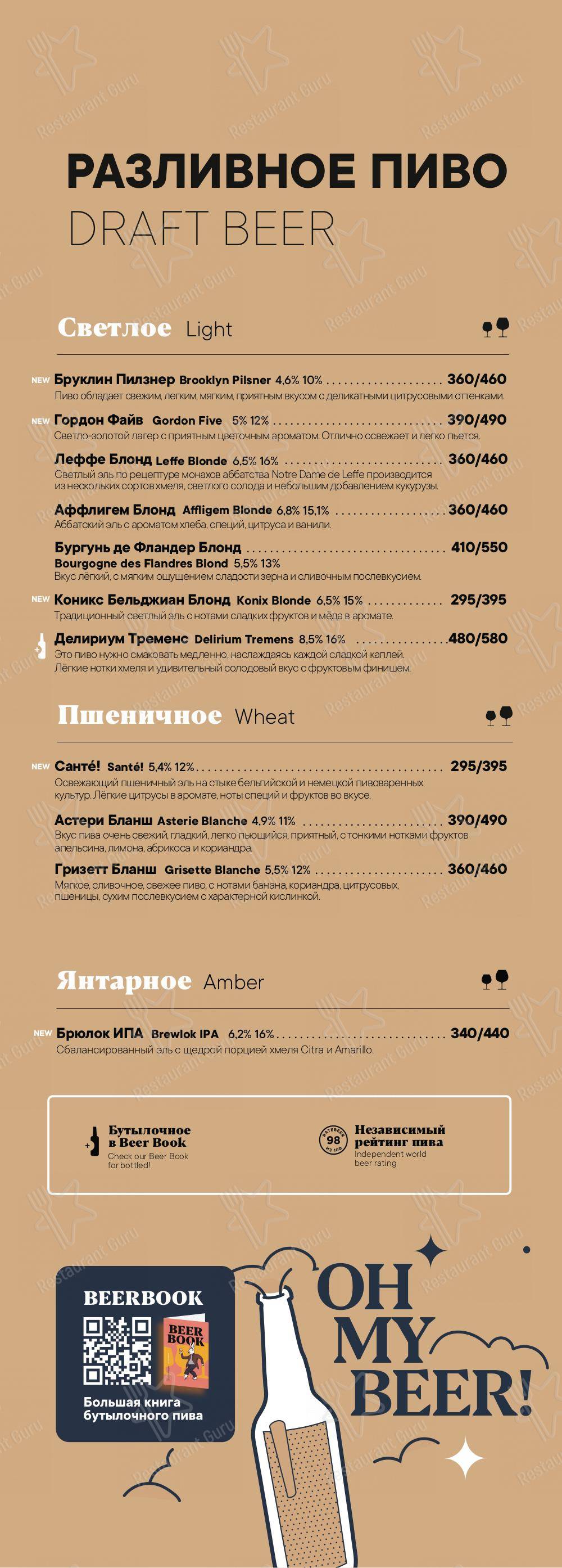 Меню Брюгге - еда и напитки