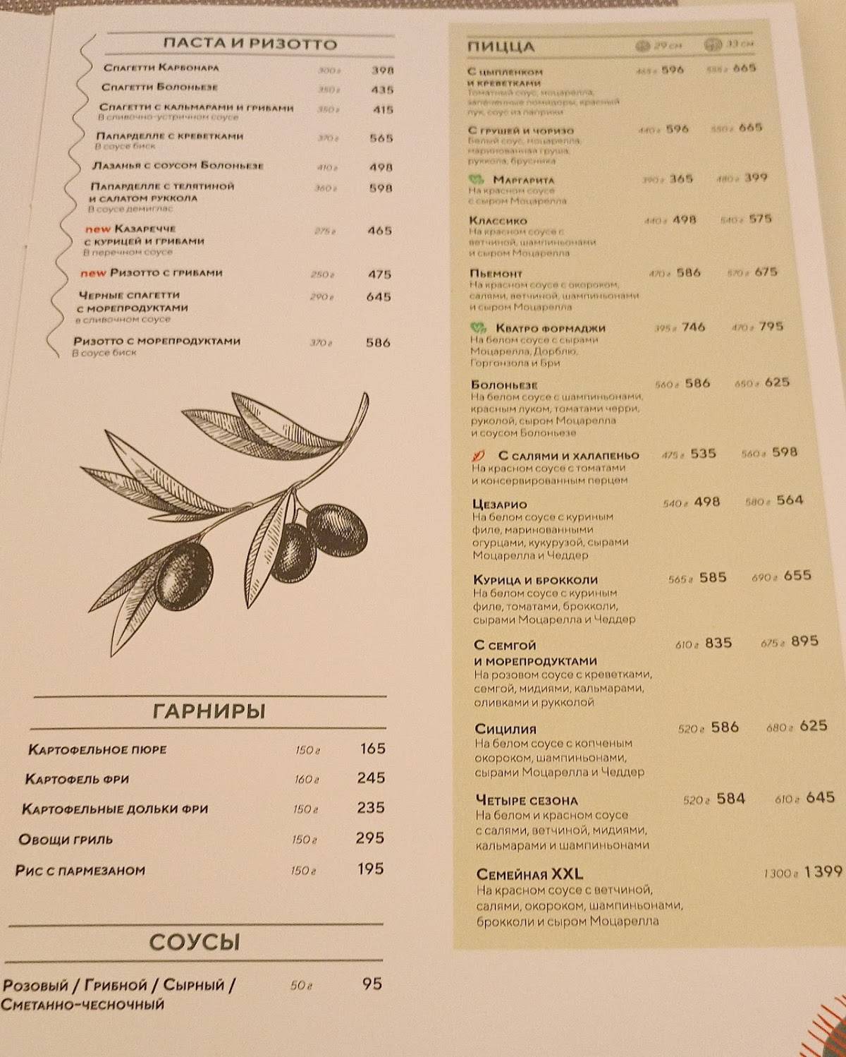 Пармезан меню