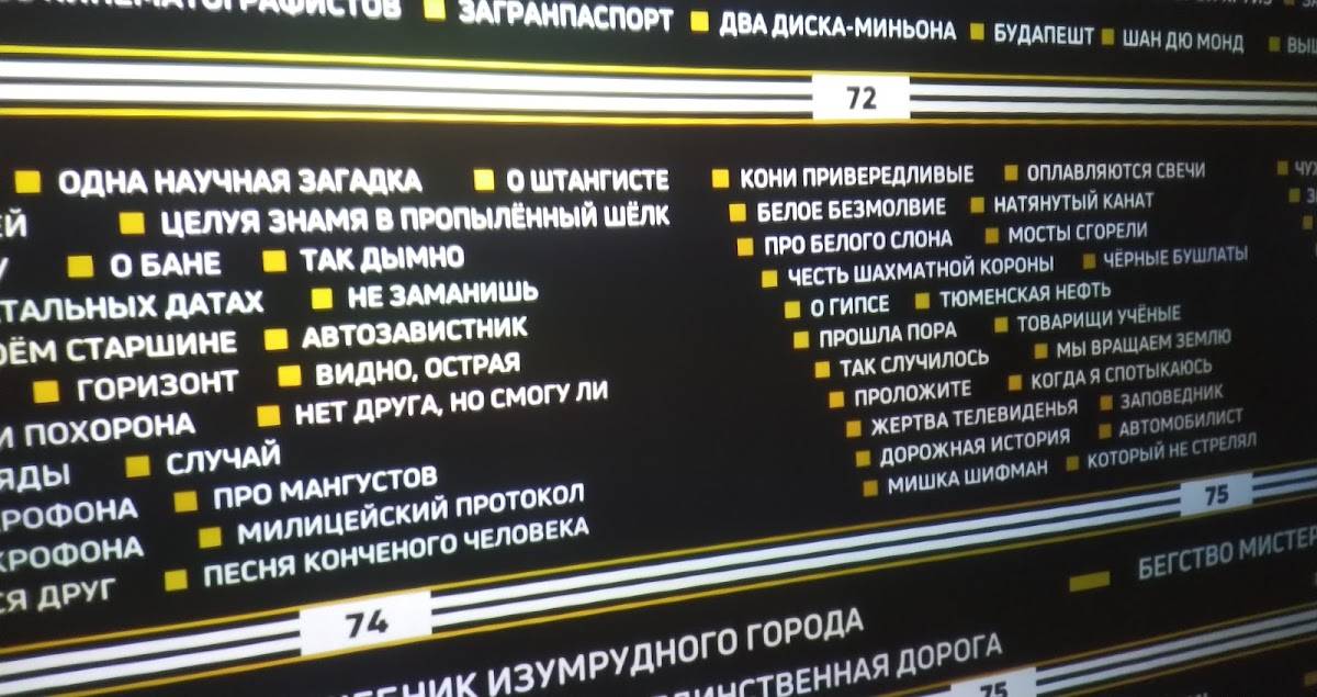 Высоцкий меню