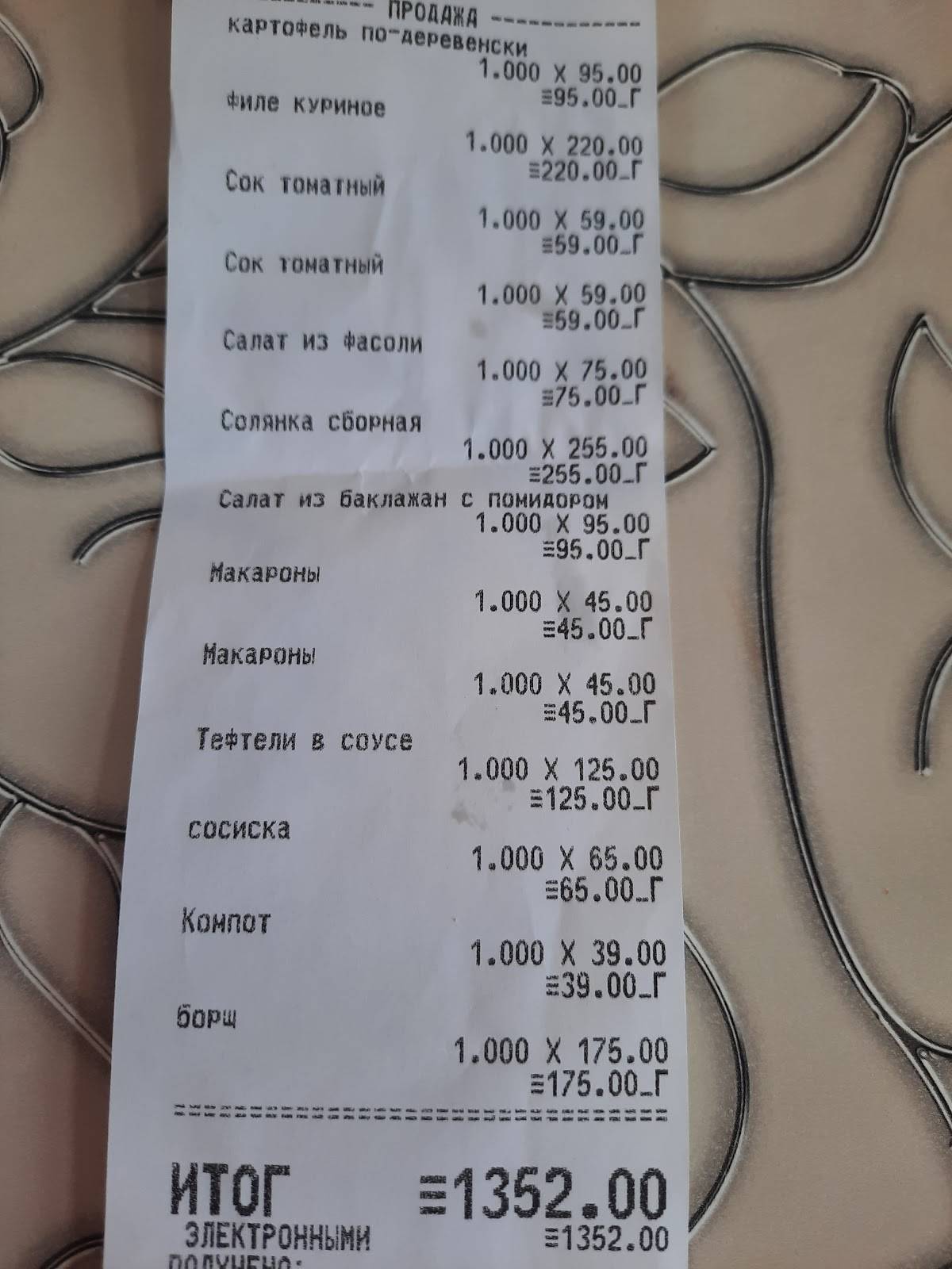 Столовая на Советской меню