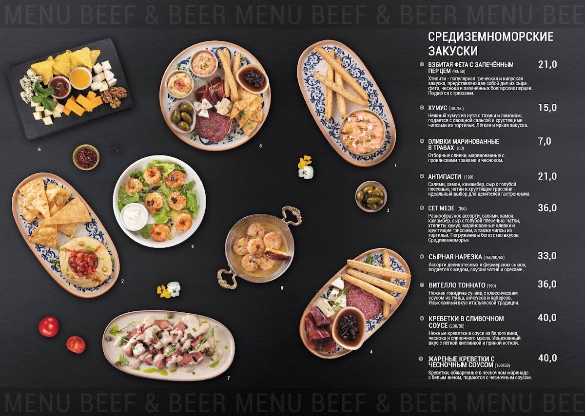 "Beef&Beer" меню
