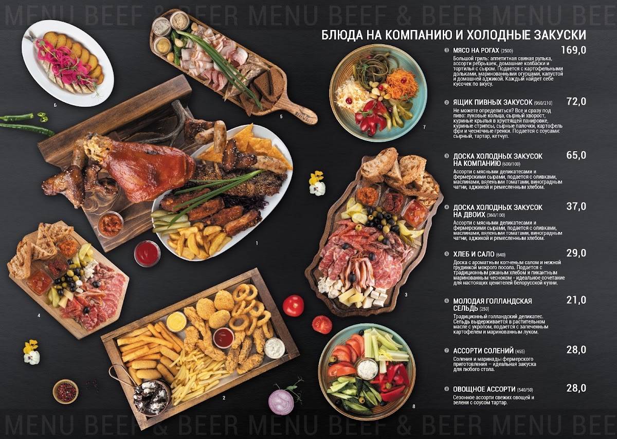 "Beef&Beer" меню