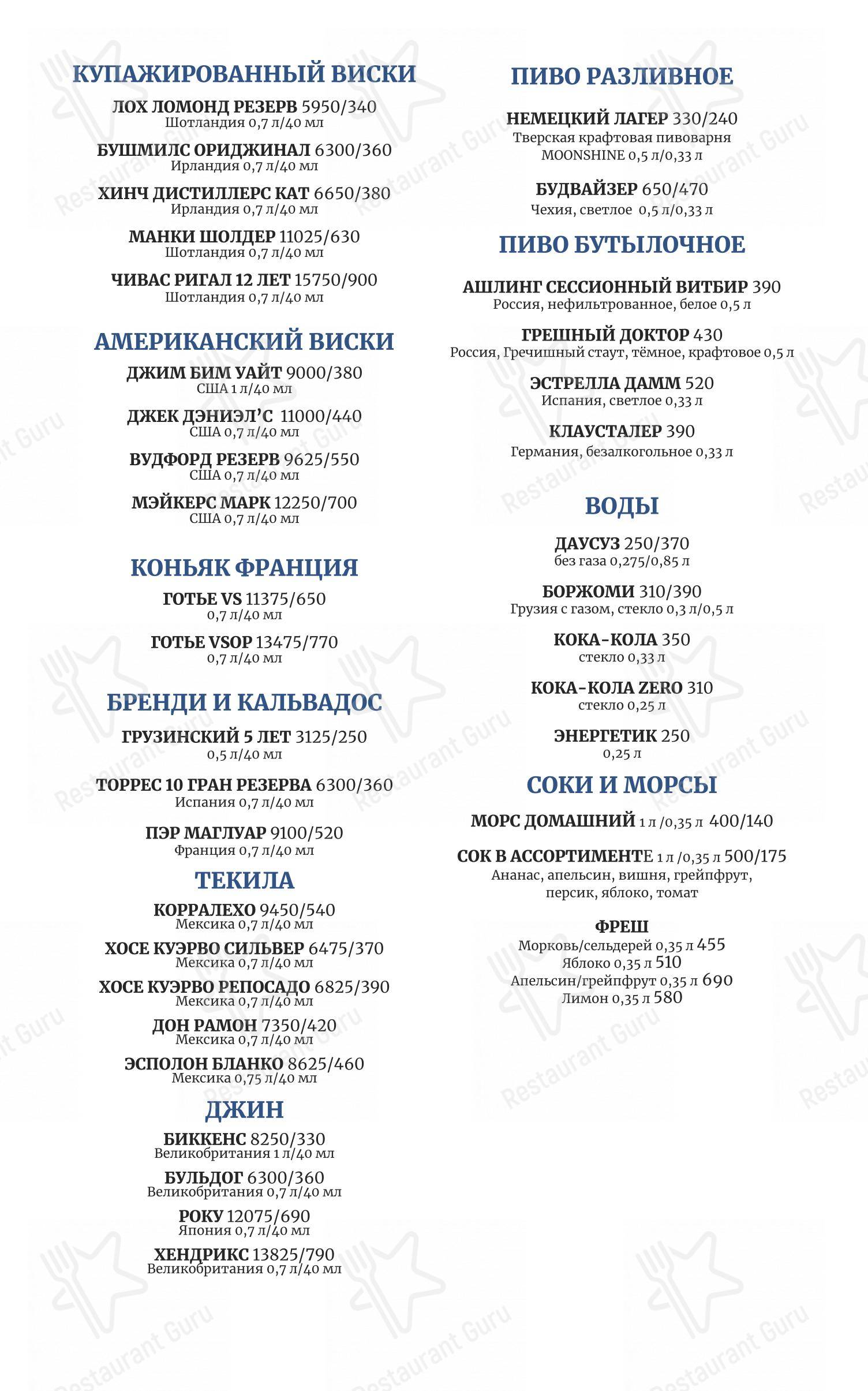 Причал в Твери - 菜单