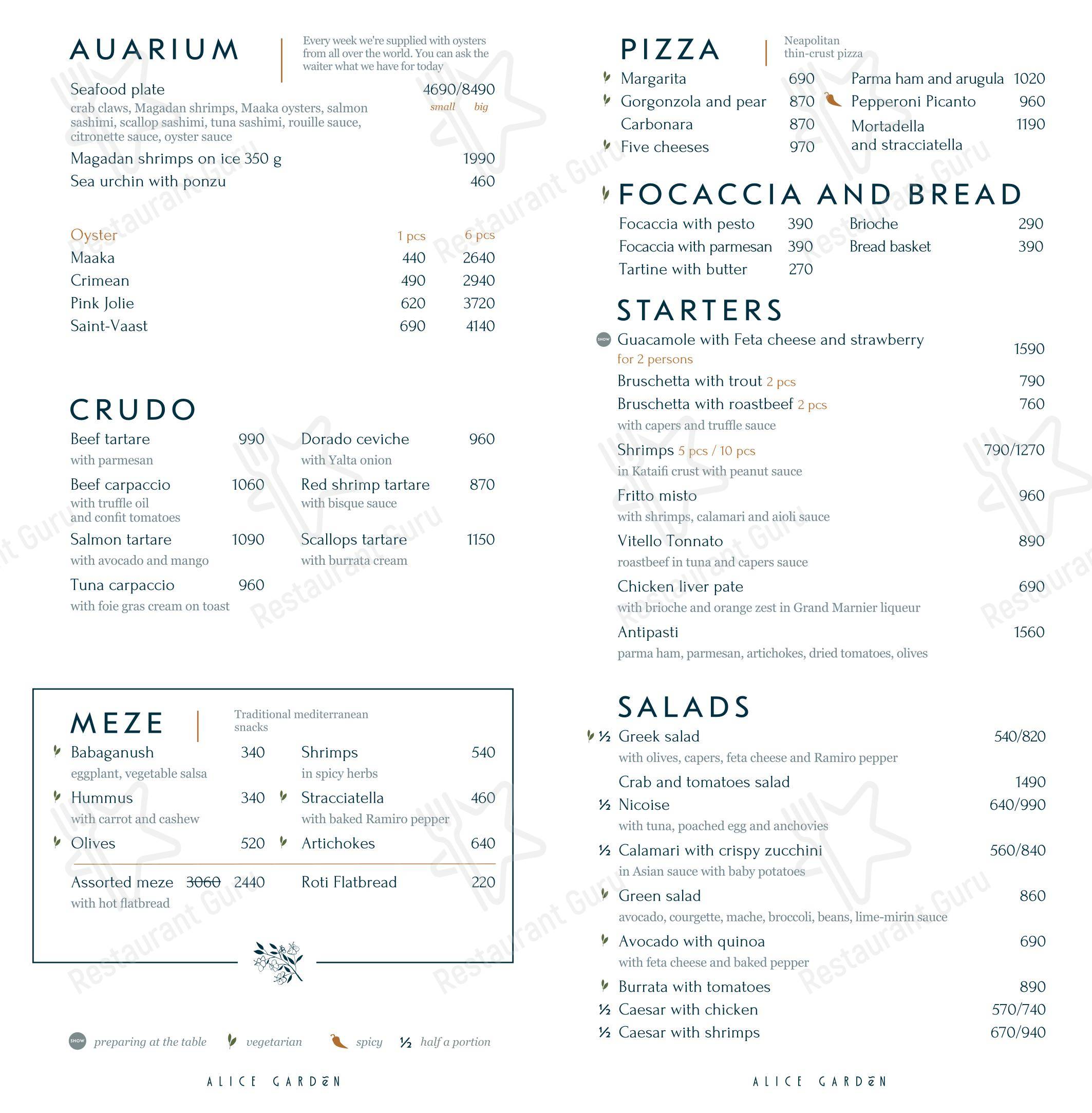 Меню ресторана Alice Garden - Коктейльная карта