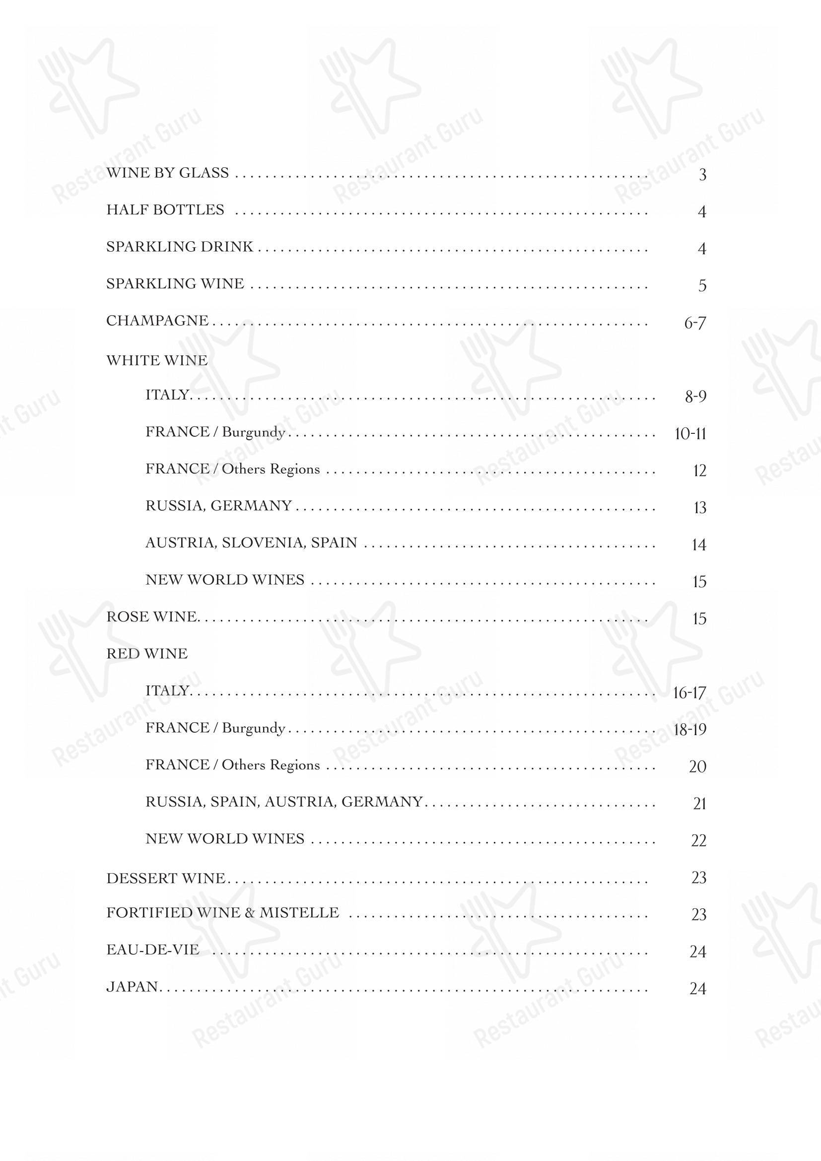 Меню ресторана Oltremare - Ночное меню