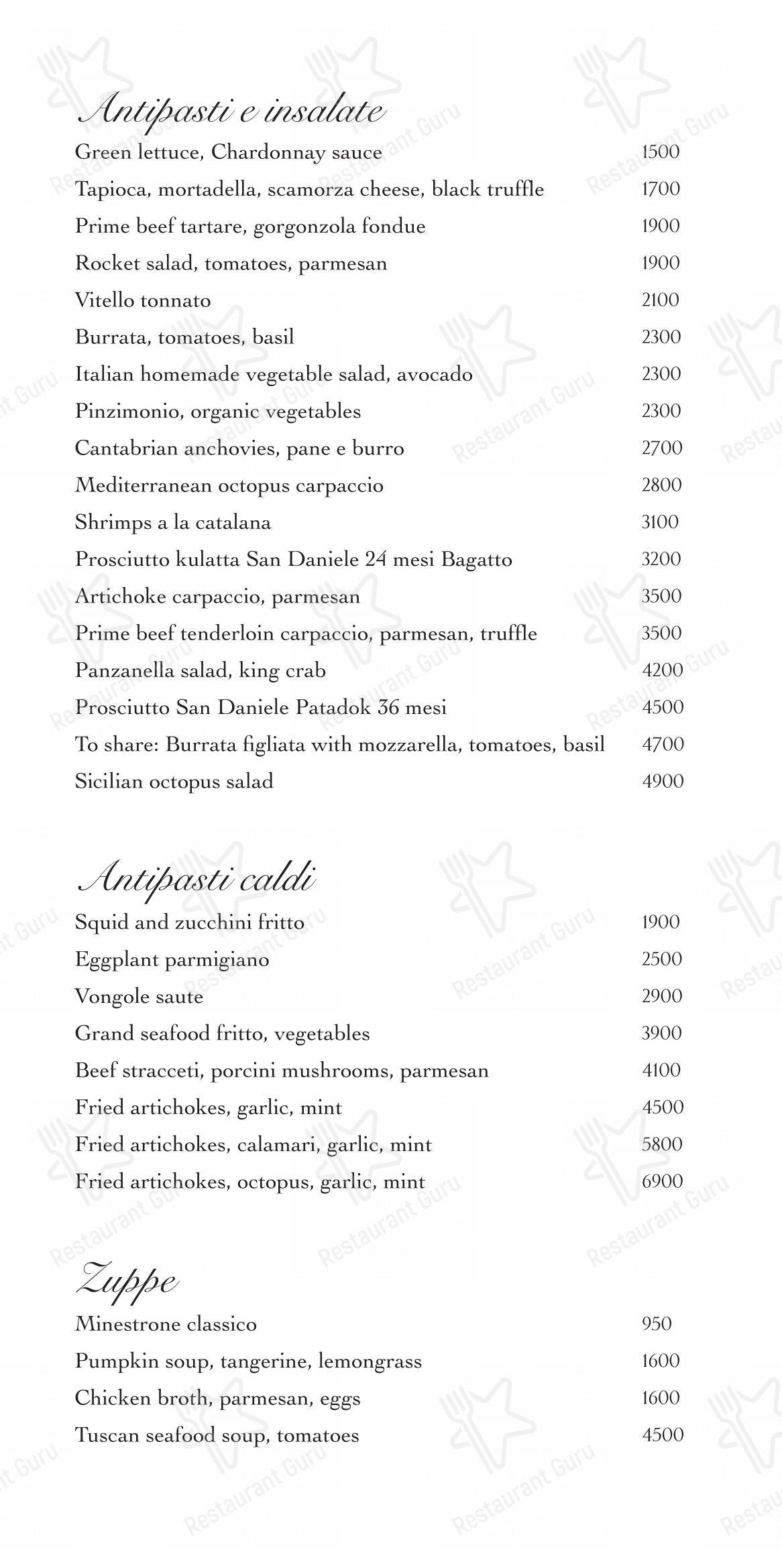 Меню ресторана Oltremare - 菜单