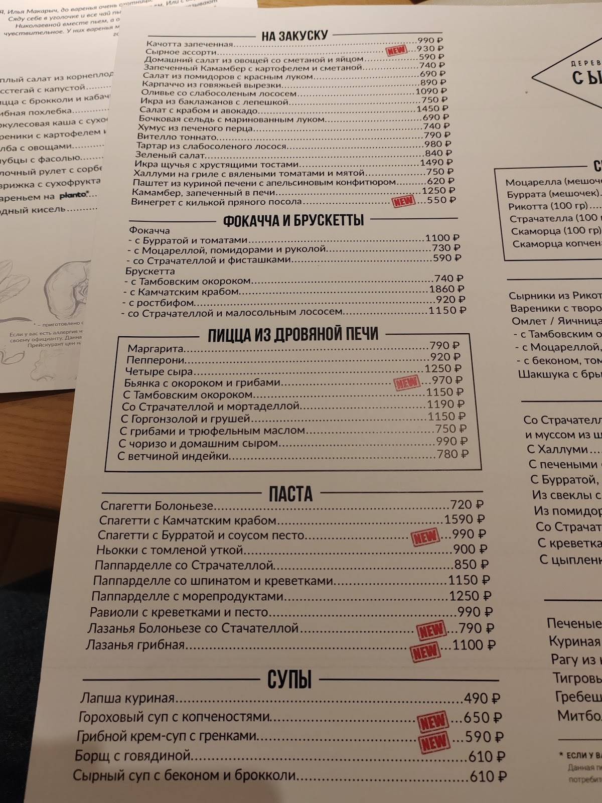 Сыроварня меню