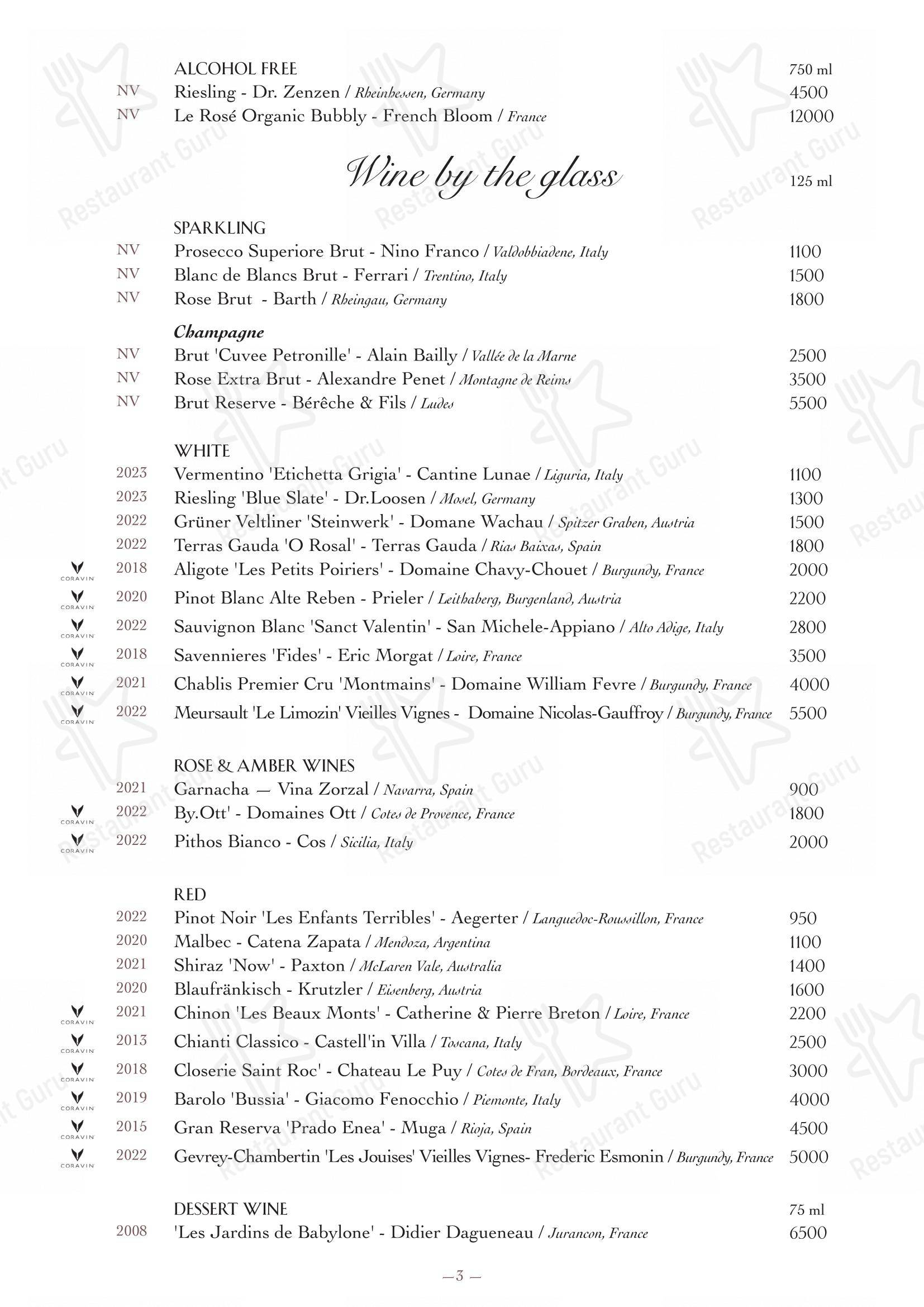 Ночное меню ресторана Oltremare в Москве