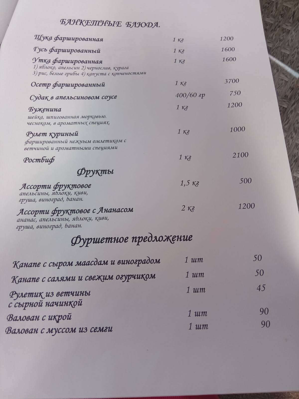 Брусника меню