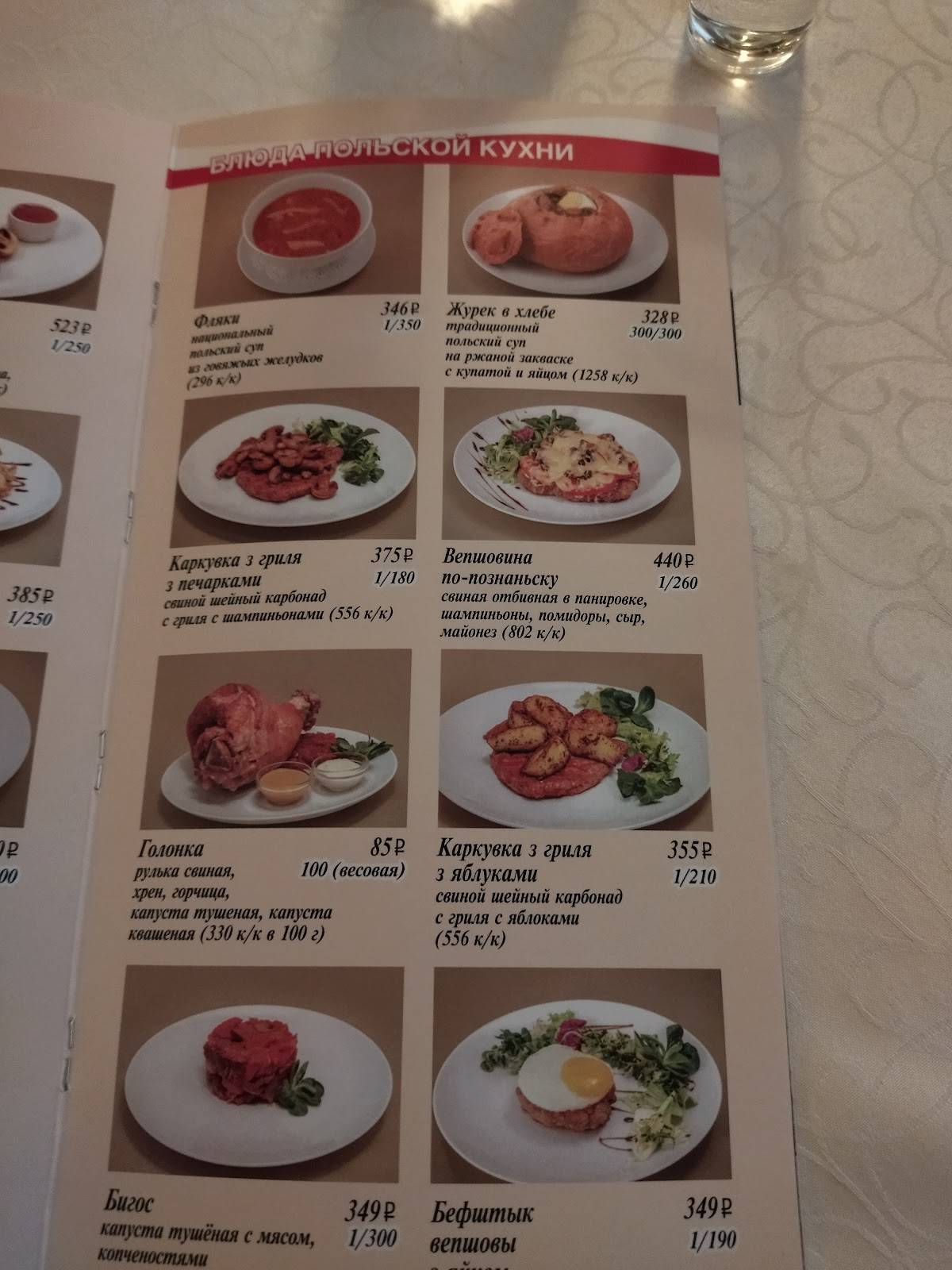 Поляндия меню