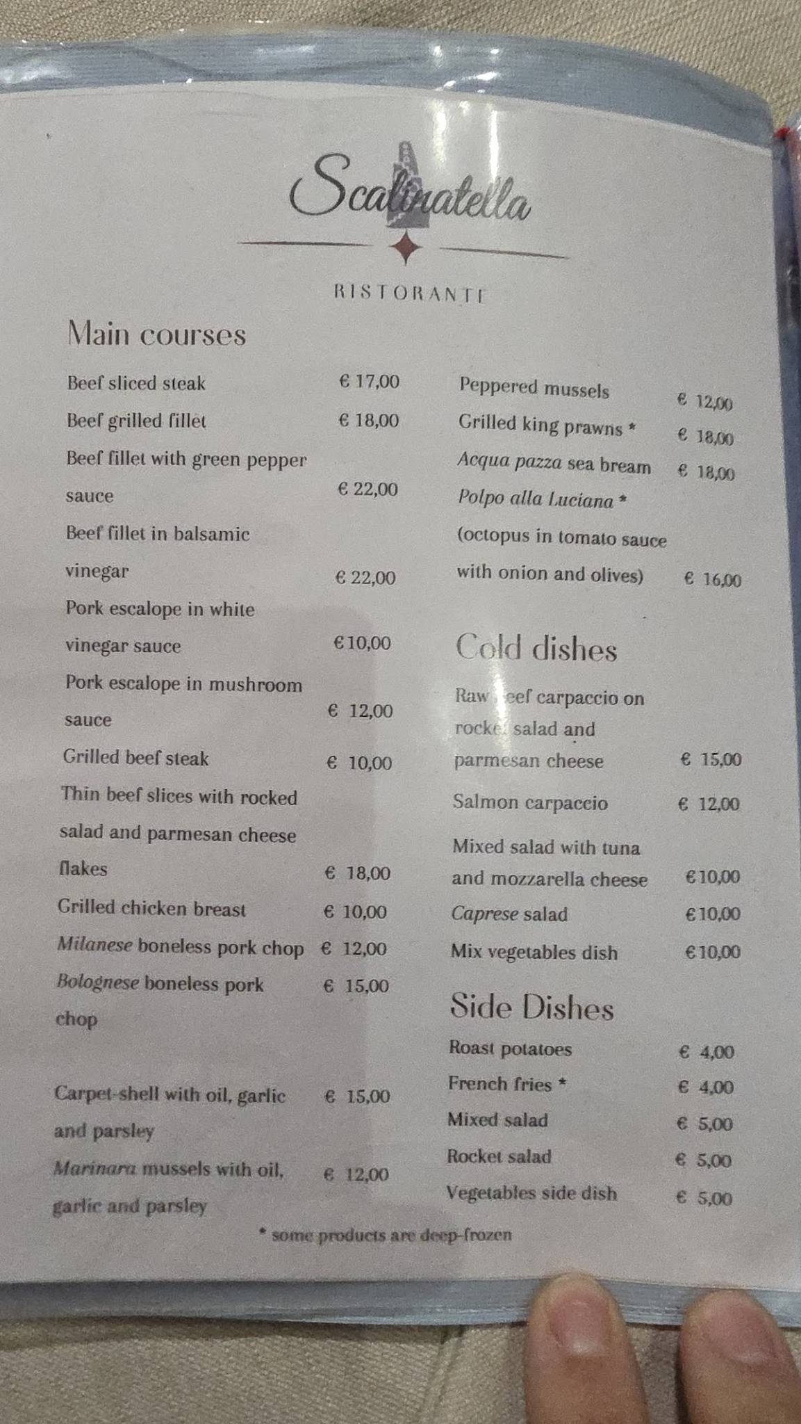 Ristorante Pizzeria Scalinatella меню