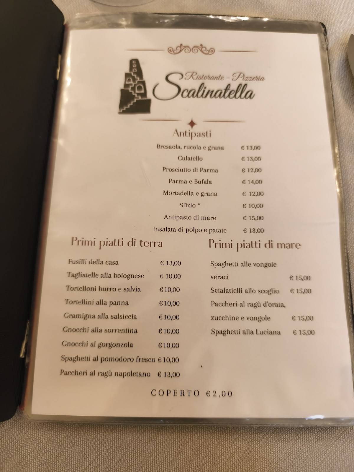 Ristorante Pizzeria Scalinatella меню