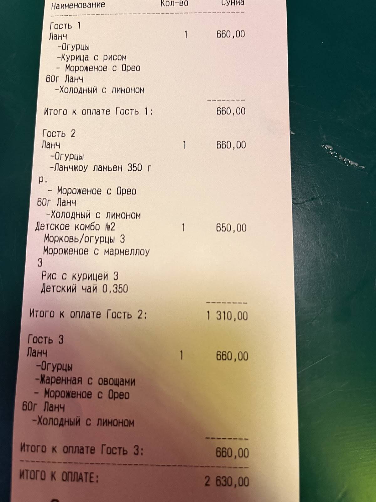 Лан МА меню