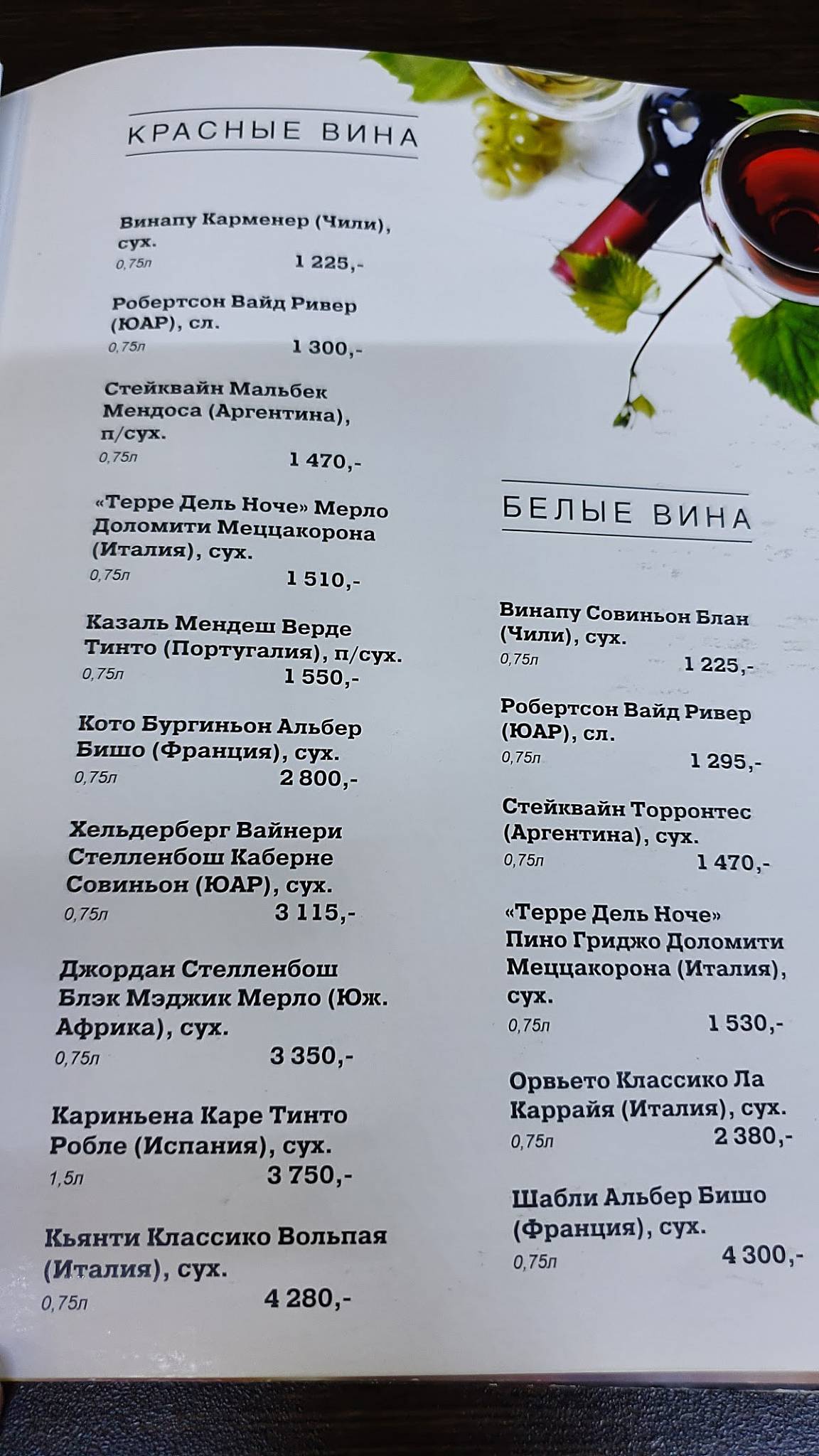 Старый Томас меню