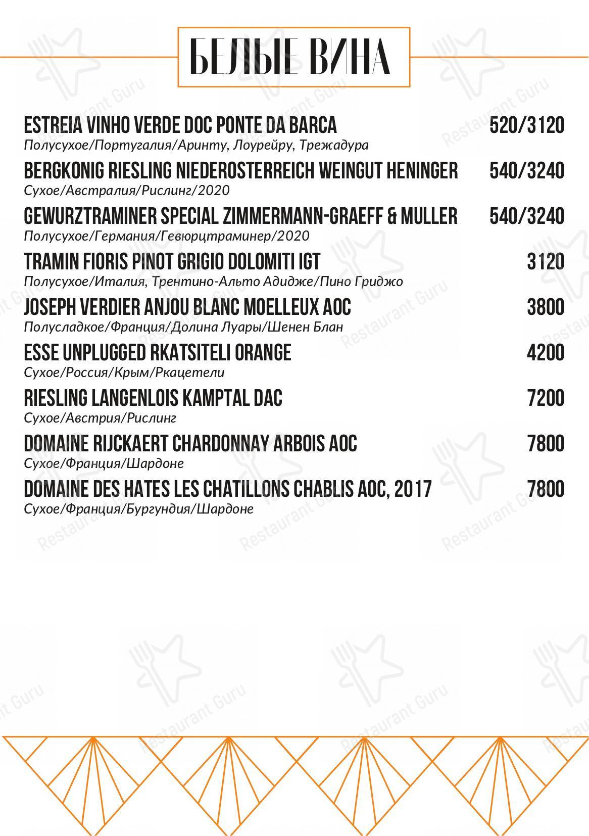 Меню Balcon - блюда и напитки