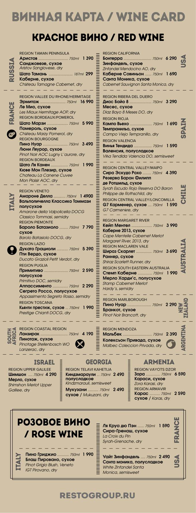 Голливуд меню