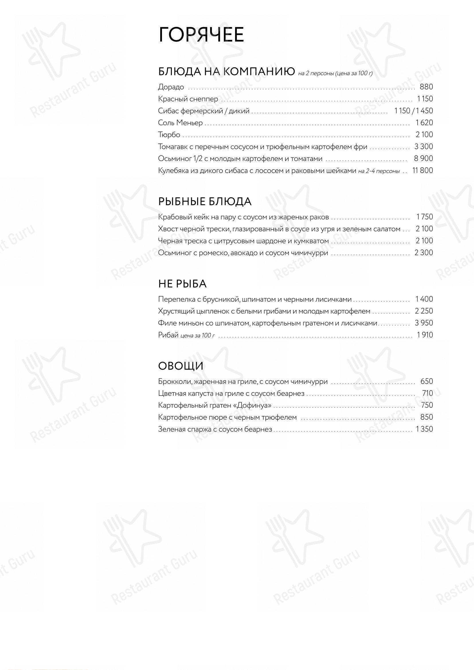 Меню ресторана Гвидон