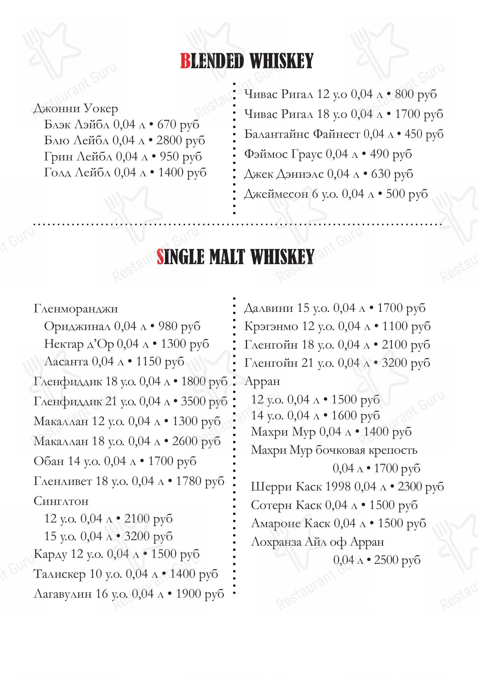 Взгляните на меню New York Steakhouse