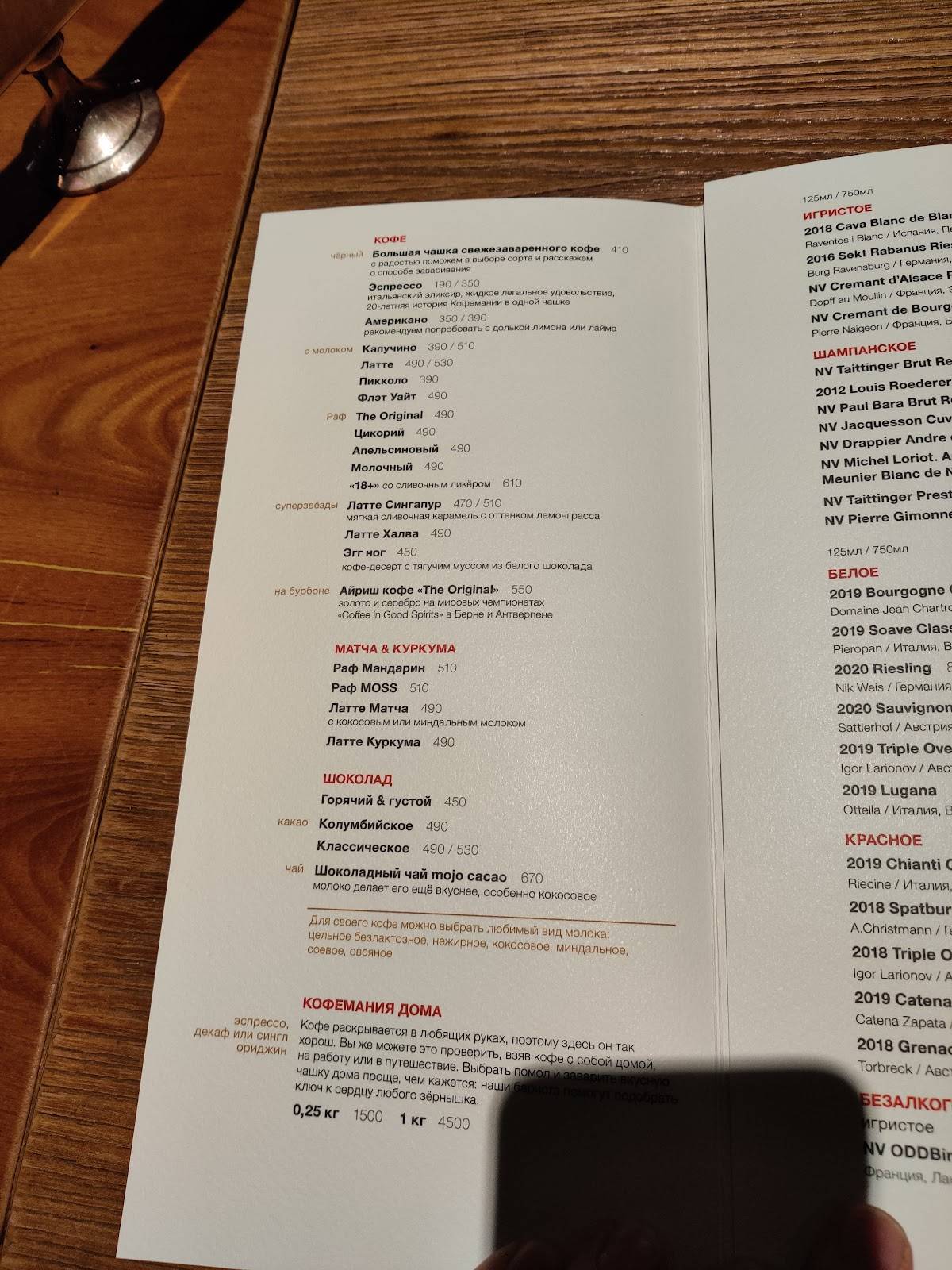 Кофемания меню