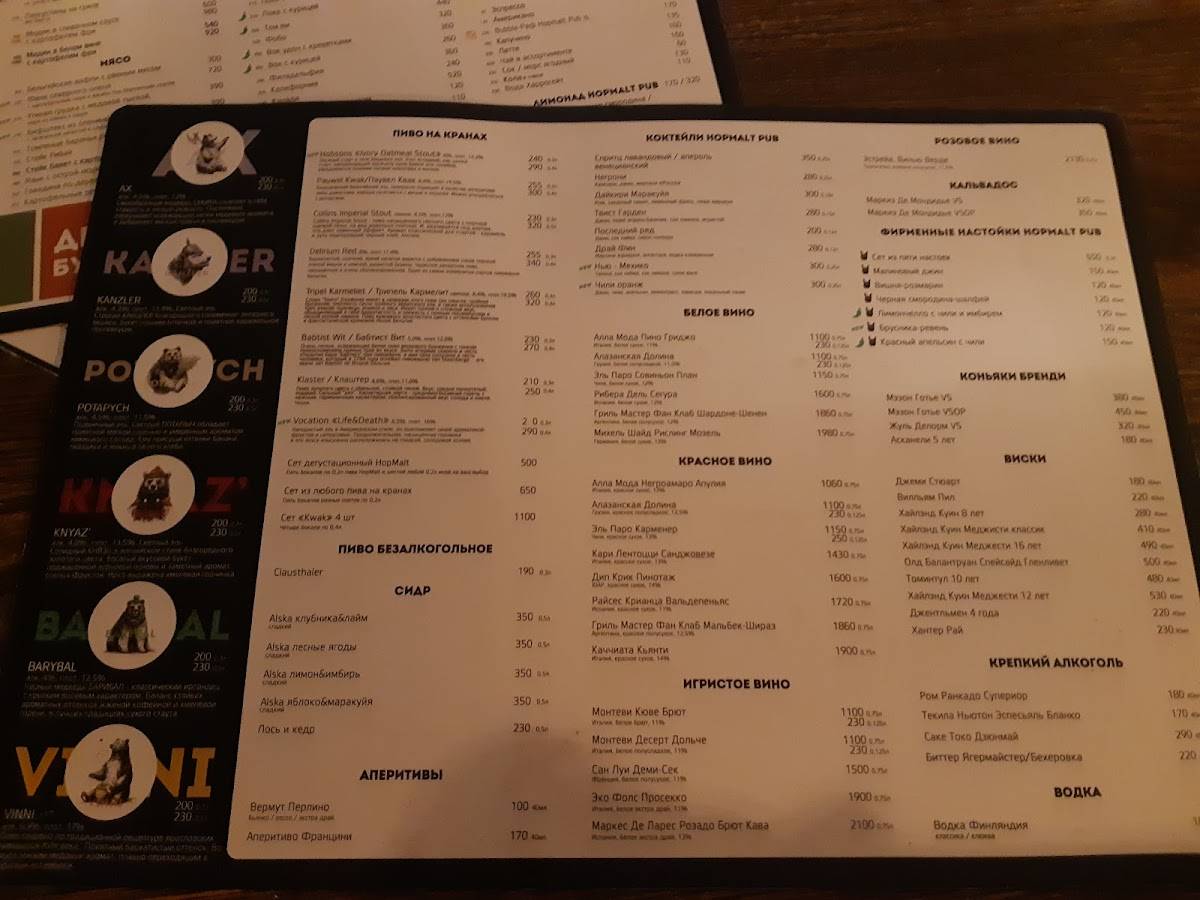HOPMALT PUB меню