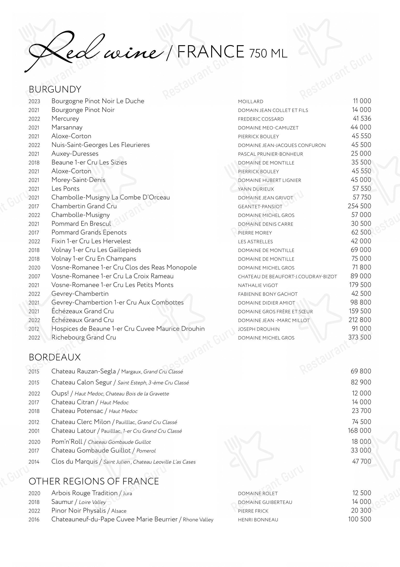 Меню ресторана Гвидон - Меню