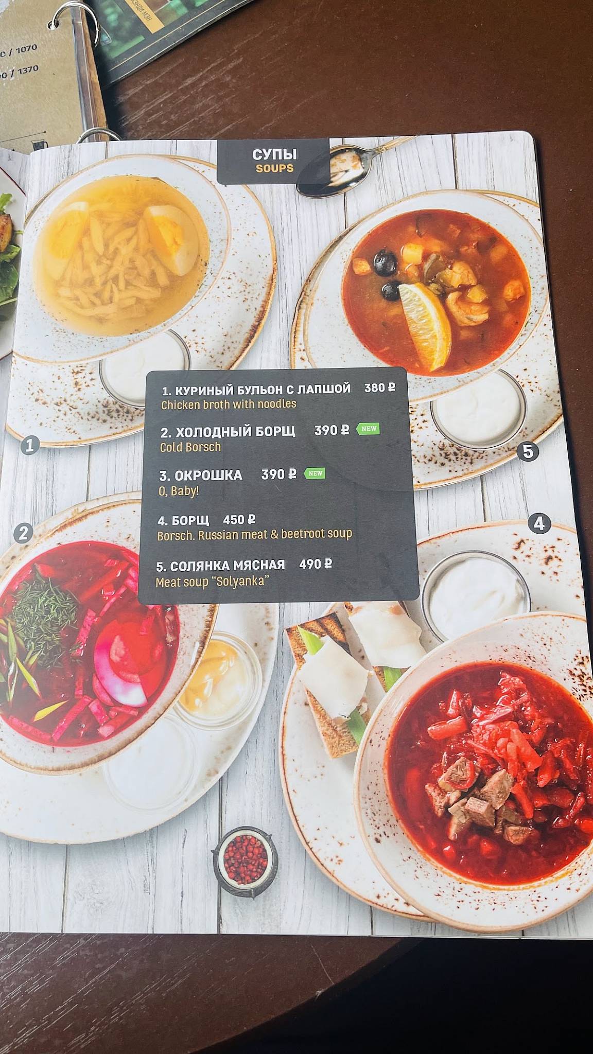 Моллис Мьюз меню