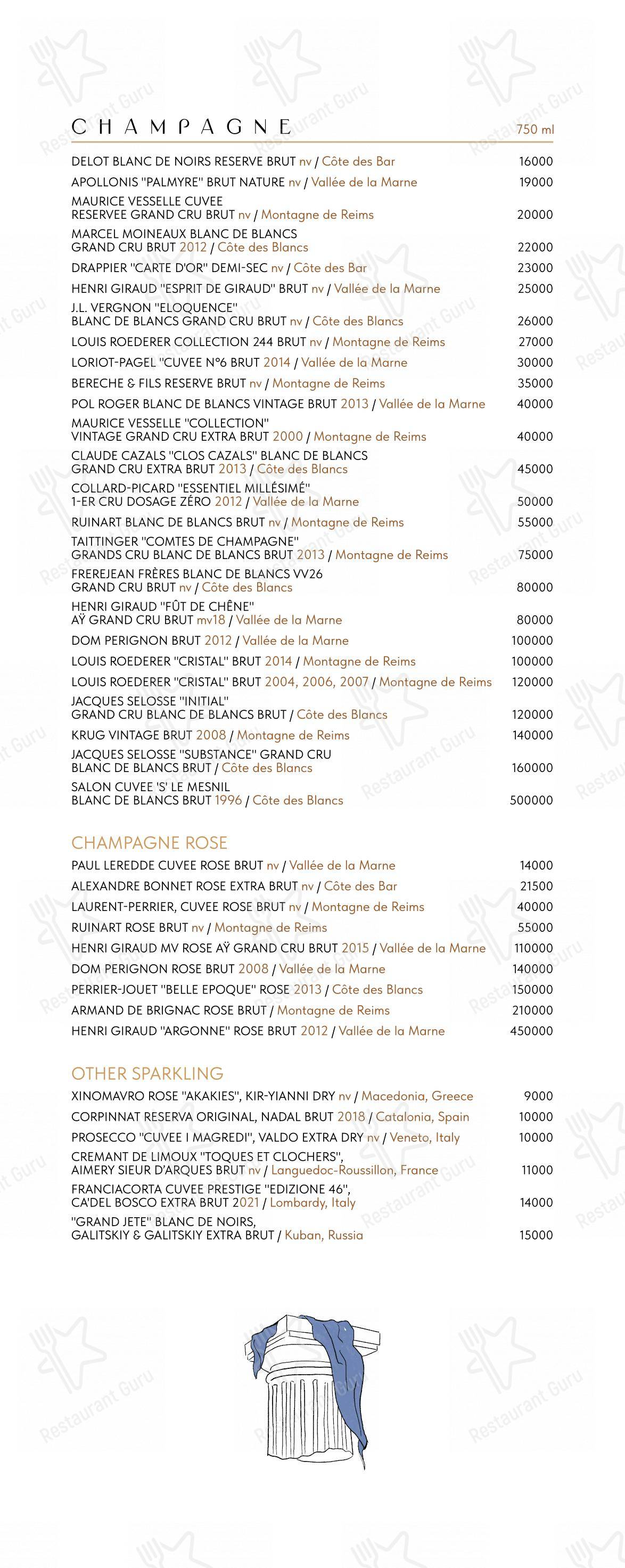 Основное меню ресторана Пафос в Москве