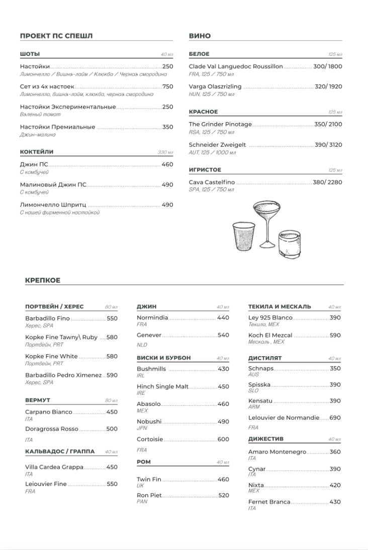 Проект ПС меню