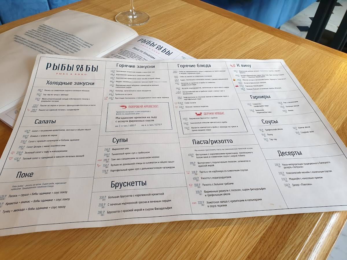 Рыбы бы меню