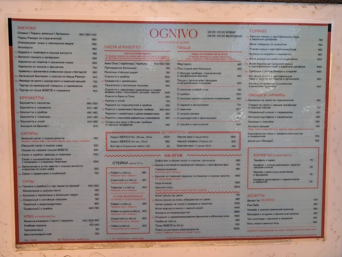 Огниво меню