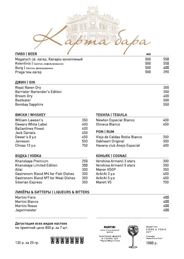 Театральный Буфетъ меню