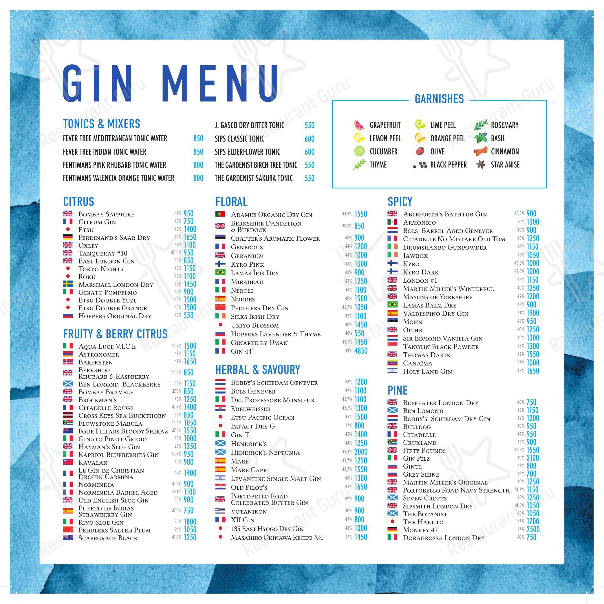 Ночное меню ресторана Eva в Москве