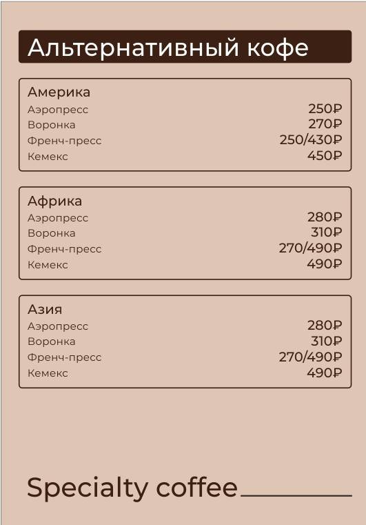 Кофейня на Остоженке меню