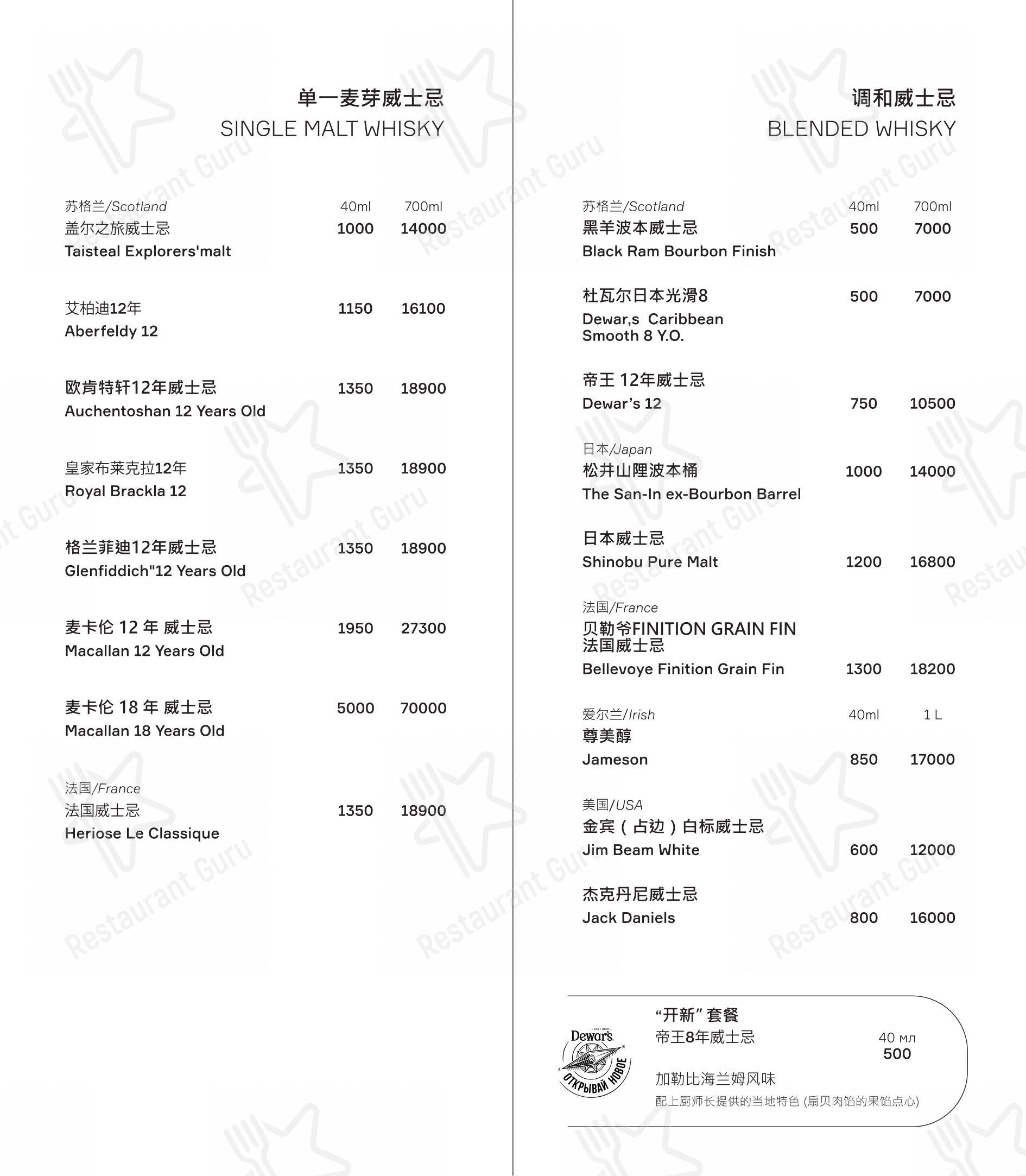 Lunch Menu ресторана Zuma в Владивостоке